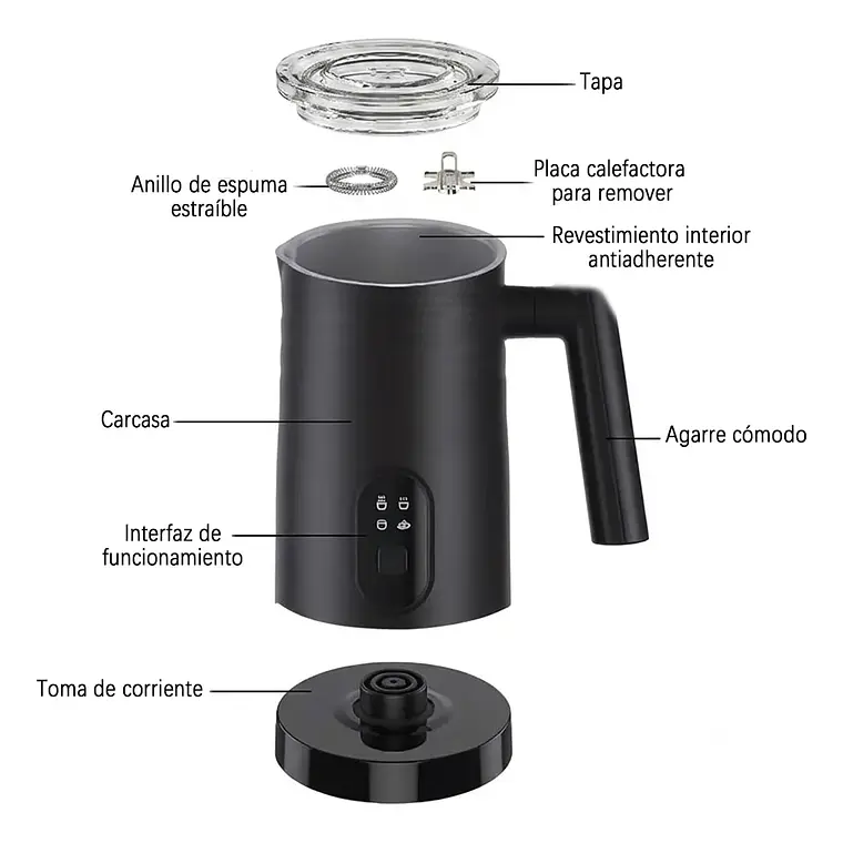 Espumador De Leche Electrico 4 En 1 Batidor Calentador Cafe 8