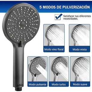 Cabezal Ducha De Mano Telefono Alta Presion Rociador 5 Modos