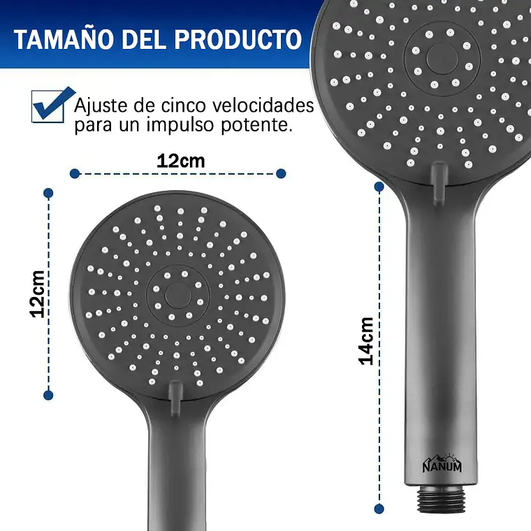 Cabezal Ducha De Mano Telefono Alta Presion Rociador 5 Modos 6