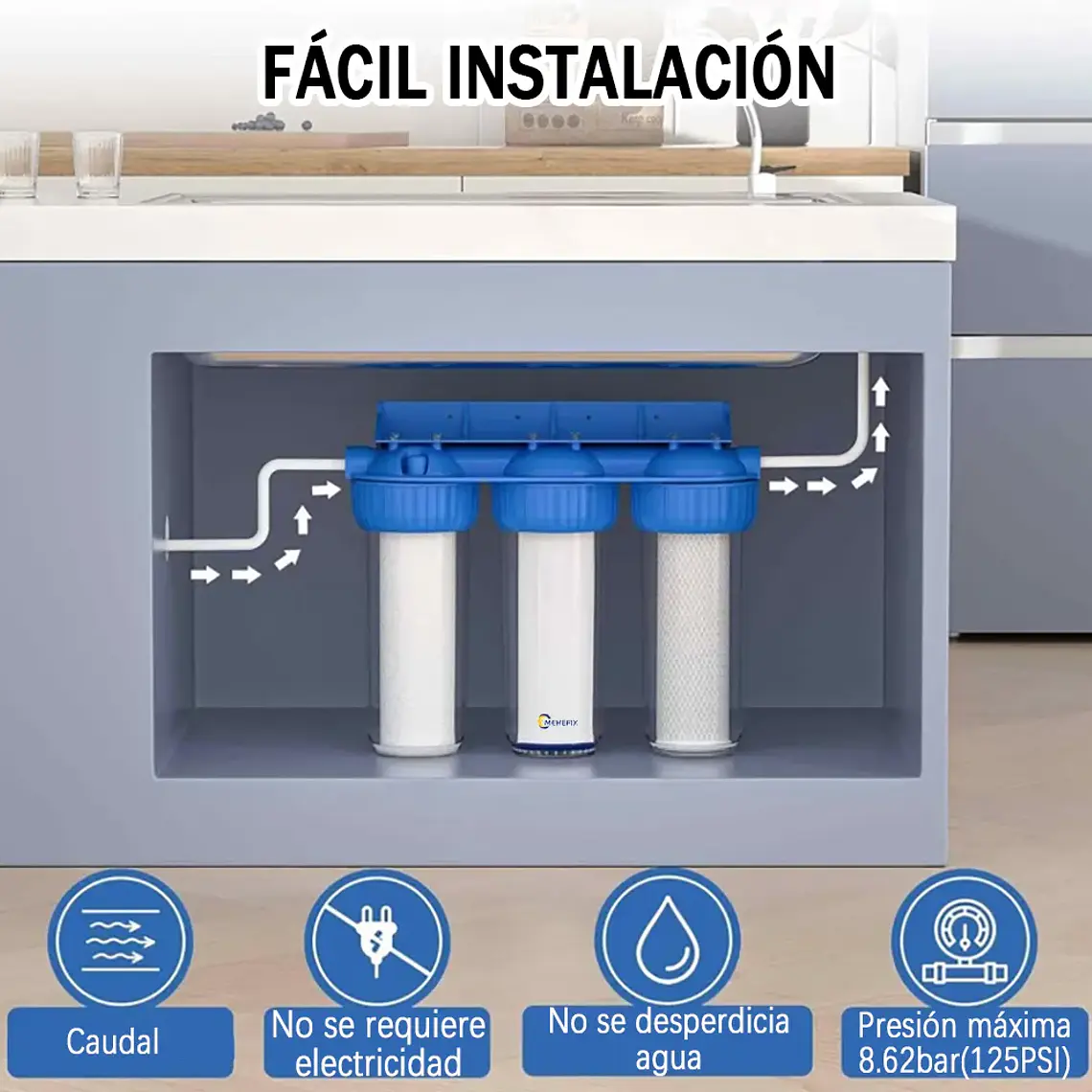 Filtro De Agua 3 Etapas Purificador 10 Pulgadas 5 Micras 3