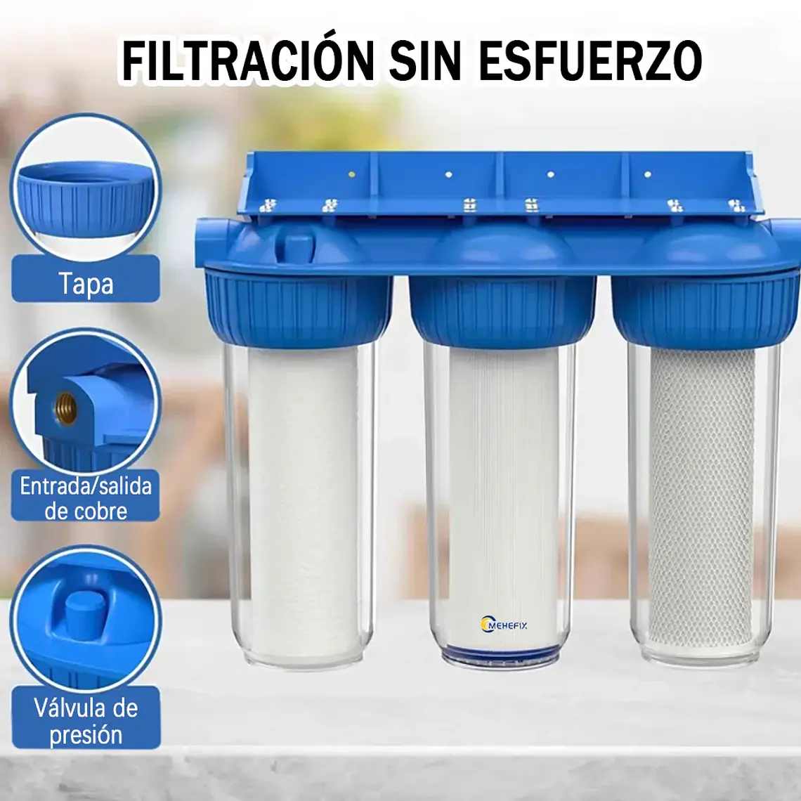 Filtro De Agua 3 Etapas Purificador 10 Pulgadas 5 Micras 5