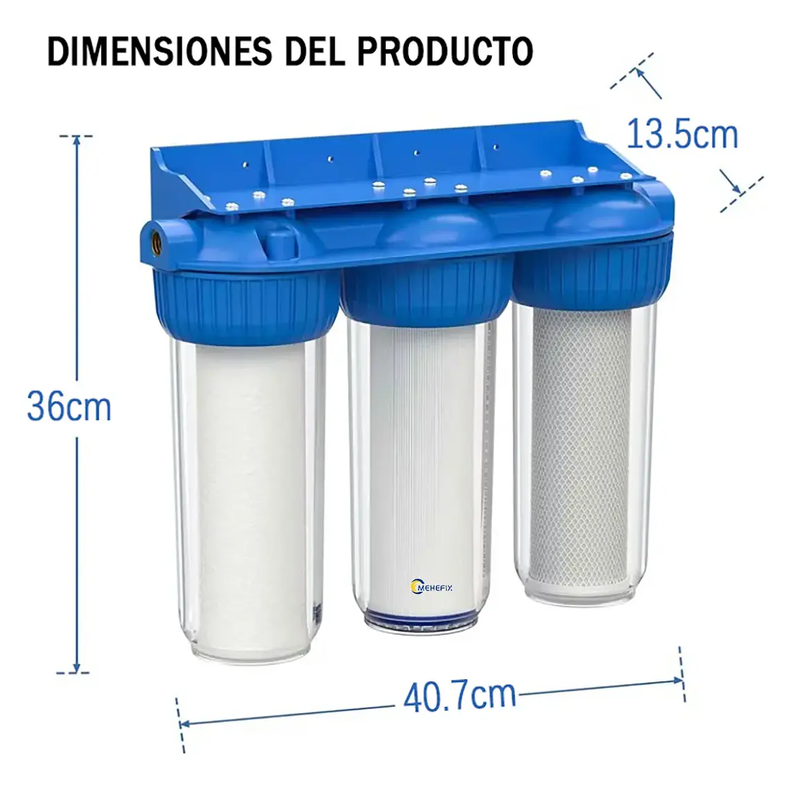 Filtro De Agua 3 Etapas Purificador 10 Pulgadas 5 Micras 7
