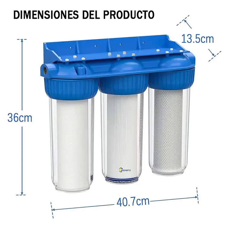 Filtro De Agua 3 Etapas Purificador 10 Pulgadas 5 Micras 7