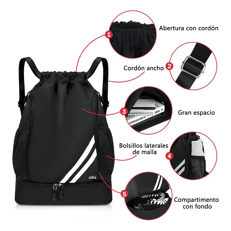 Mochila Deportiva Impermeable De Baloncesto Bolso Con Cordon 4