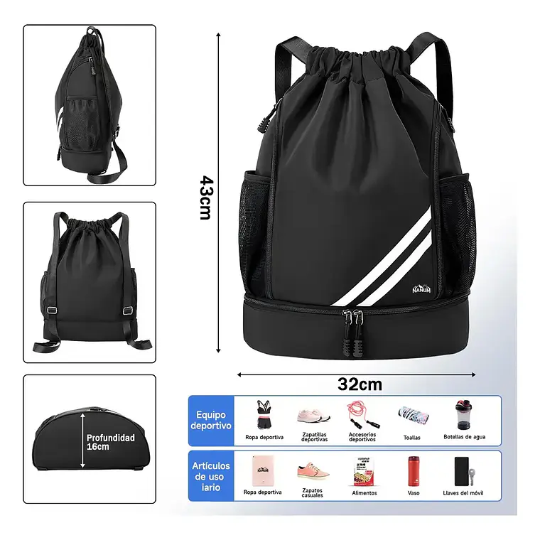 Mochila Deportiva Impermeable De Baloncesto Bolso Con Cordon 8