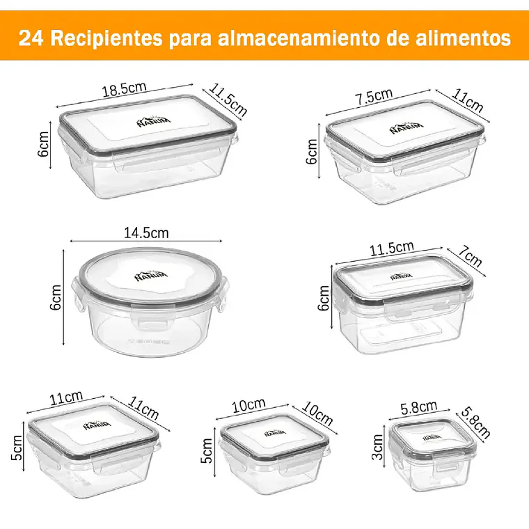 Set 24 Recipientes Contenedores Herméticos Taper De Alimento 6