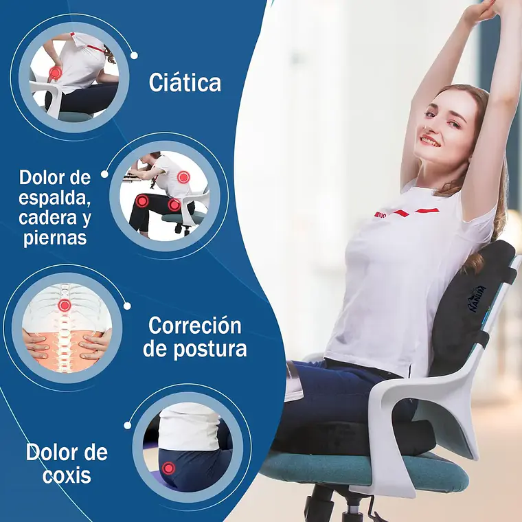 Cojin Lumbar Y Cojin Asiento Silla Ergonomico Viscoelastico 5