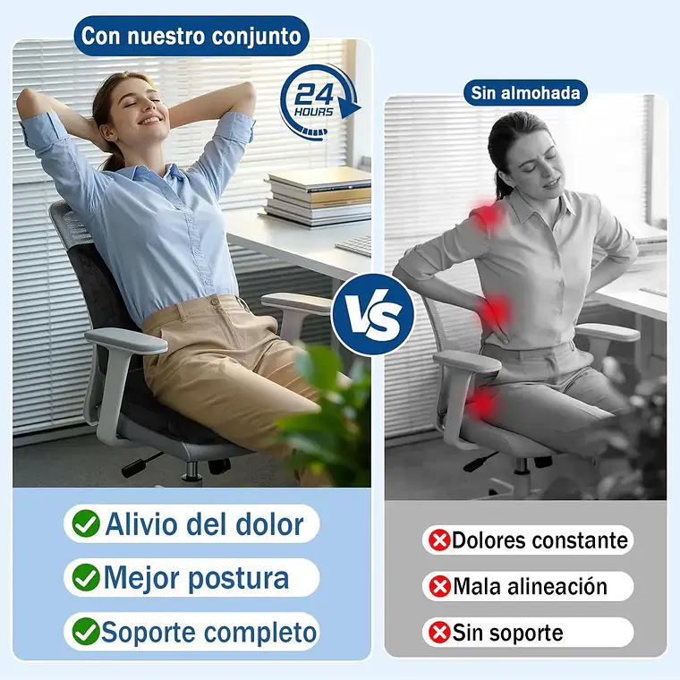Cojin Lumbar Y Cojin Asiento Silla Ergonomico Viscoelastico 7