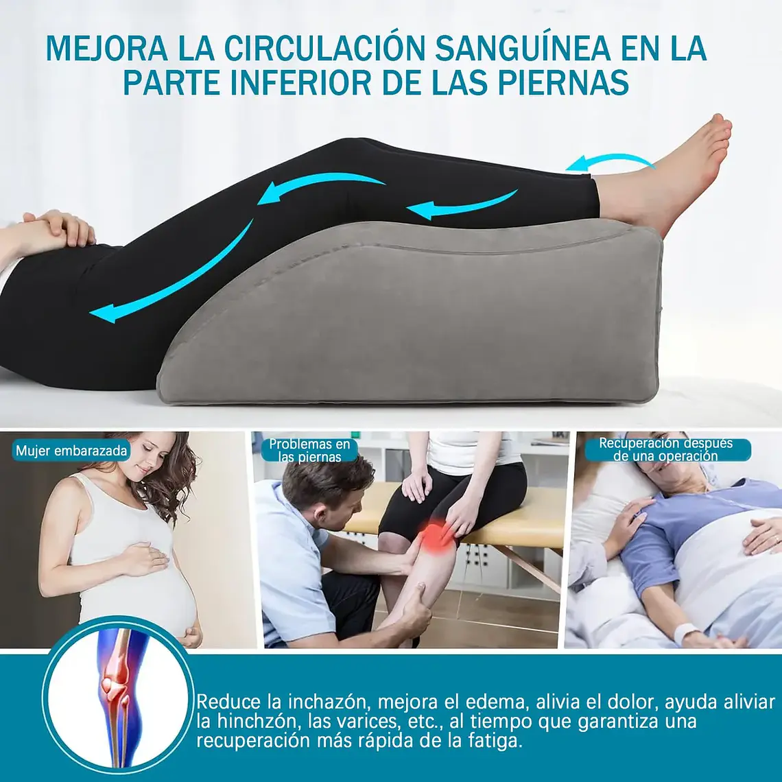 Almohada Cuña Elevación De Piernas Cojín Inflable Relajante 2