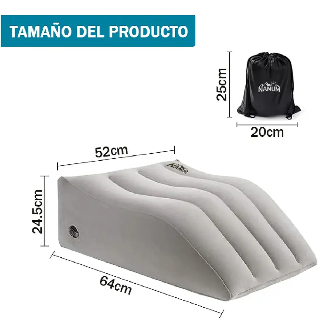 Almohada Cuña Elevación De Piernas Cojín Inflable Relajante 7
