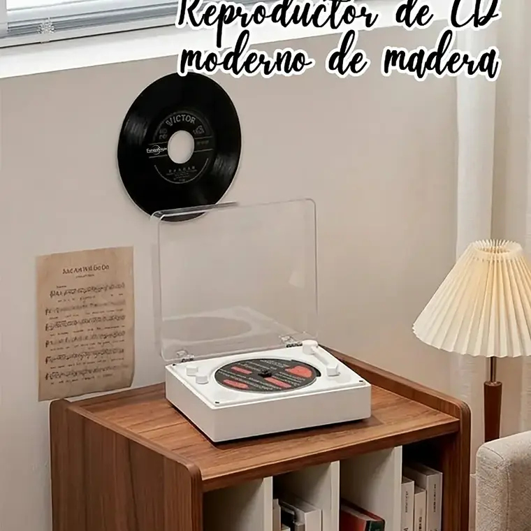 Reproductor De Disco Bluetooth Usb Portátil Retro 3