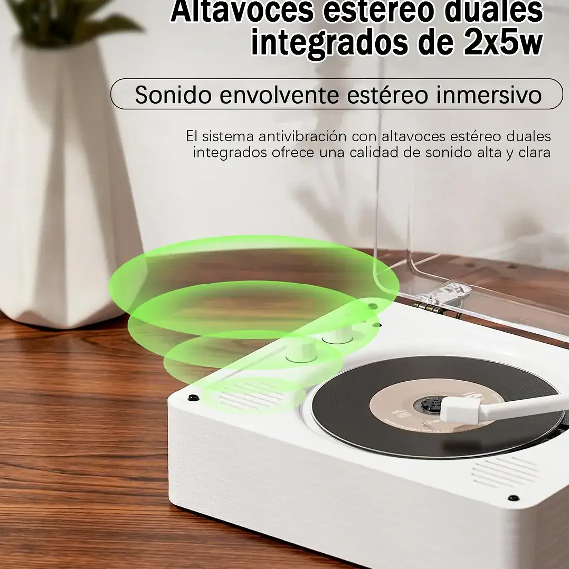 Reproductor De Disco Bluetooth Usb Portátil Retro 5