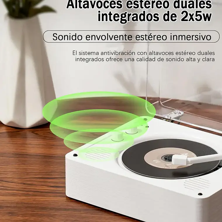 Reproductor De Disco Bluetooth Usb Portátil Retro 5
