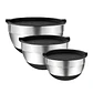3 Bowls Con Tapa Acero Inoxidable Y Base Antideslizante - Miniatura 1