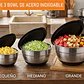 3 Bowls Con Tapa Acero Inoxidable Y Base Antideslizante - Miniatura 4