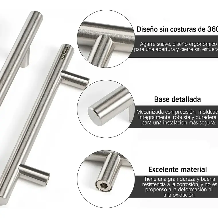 X10 Manillas Tiradores Acero Inoxidable 15cm Puertas Cajones 3