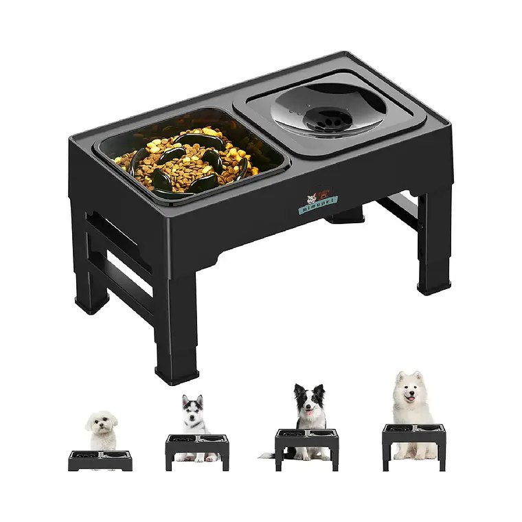 Comedero Bebedero Elevado Regulable 2en1 Perros Gatos Platos 1