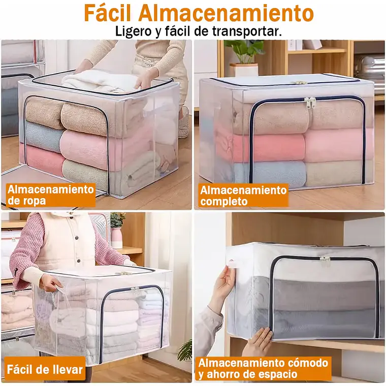 Organizadora Caja Para Ropa Transparente Soporte De Metal 2