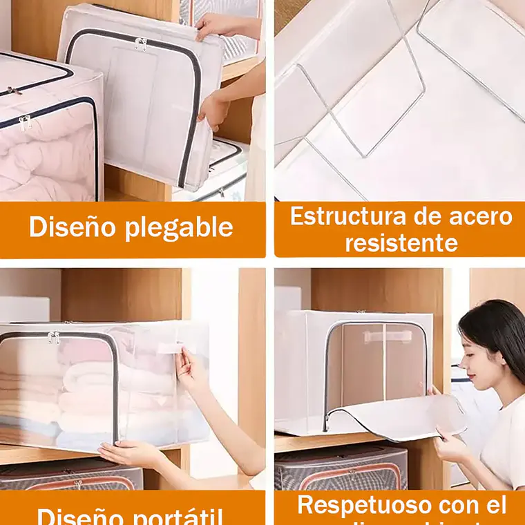 Organizadora Caja Para Ropa Transparente Soporte De Metal 3