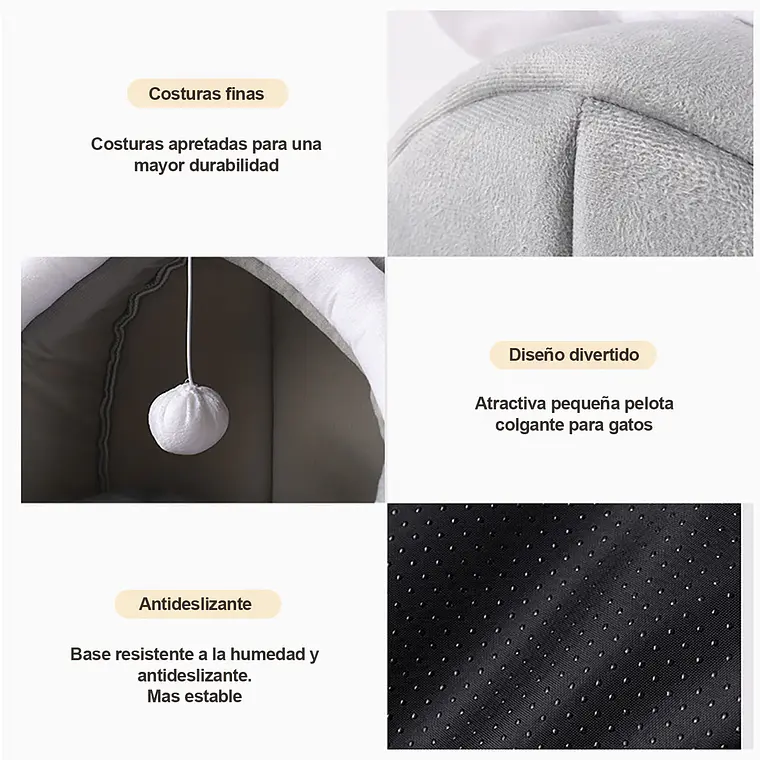 Cama Mediana Cómoda Para Gatos Tipo Cueva Lavable 4