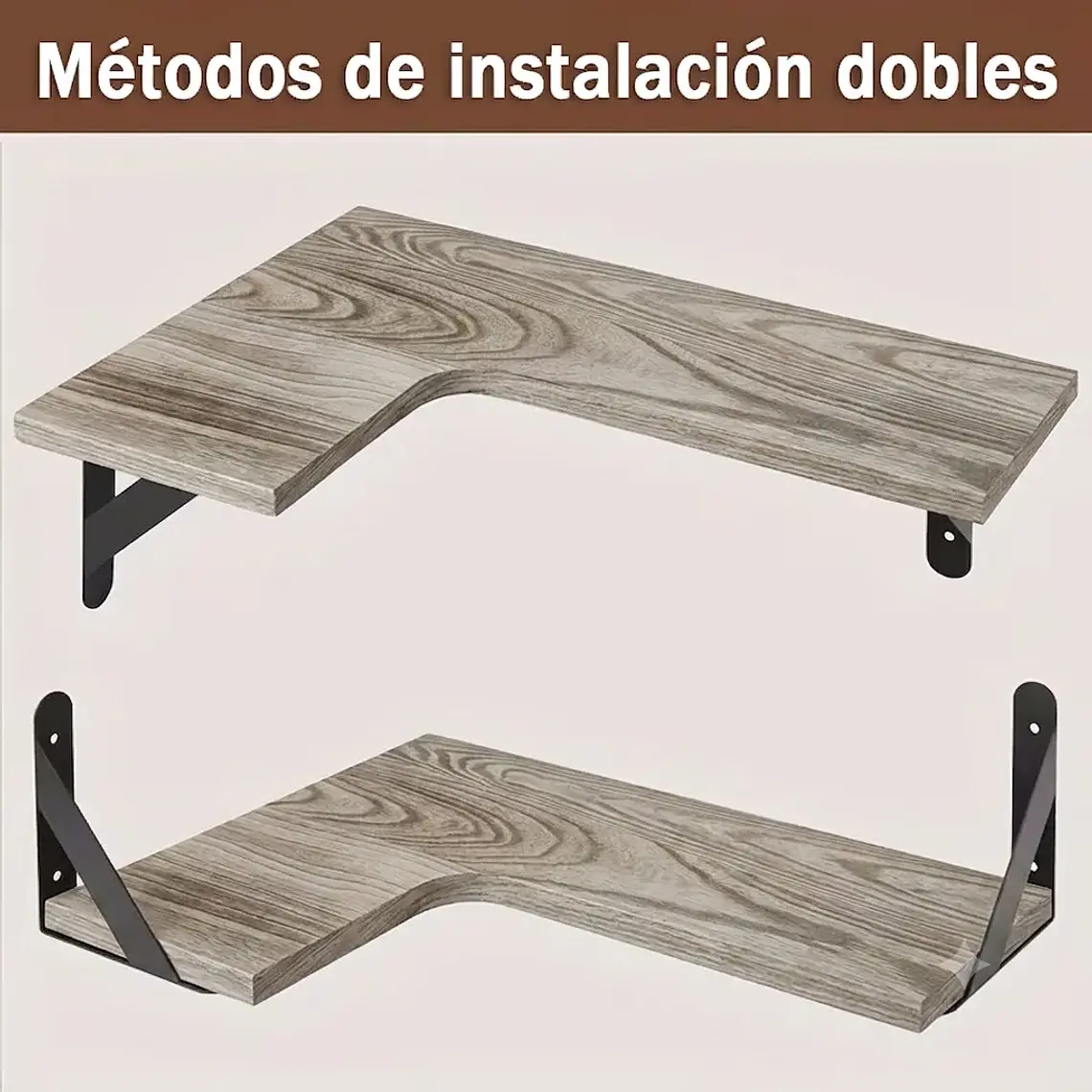 Set 3 Repisas Flotantes Esquineras De Madera Diseño Nordico 3