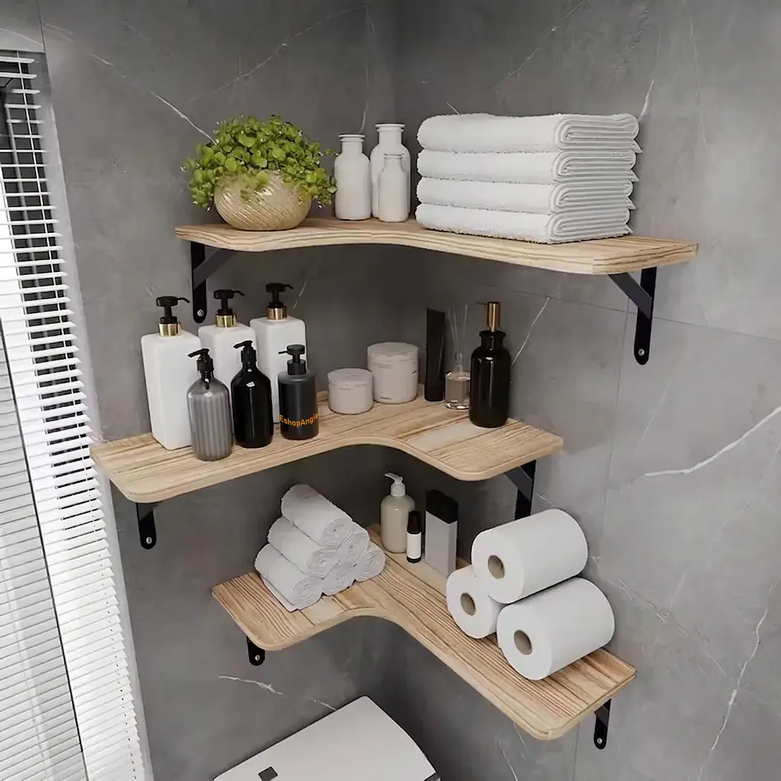 Set 3 Repisas Flotantes Esquineras De Madera Diseño Nordico 7
