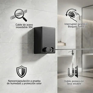 Tendedero Retráctil De Pared Colgador Para Ropa 4.2m