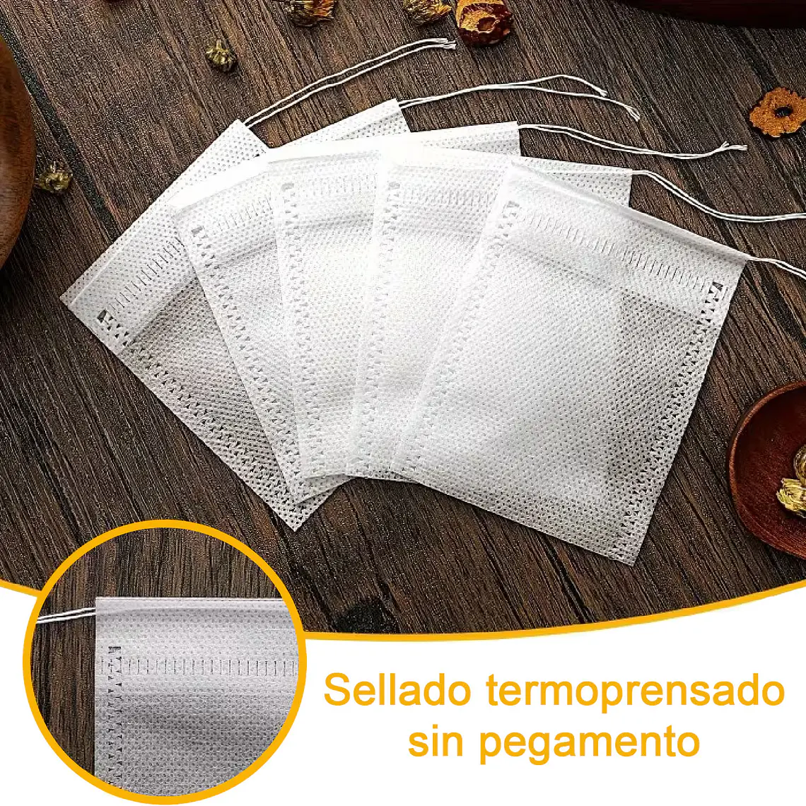 100 Bolsitas Bolsas Té Vacías Infusion Hierba Tela No Tejida 2