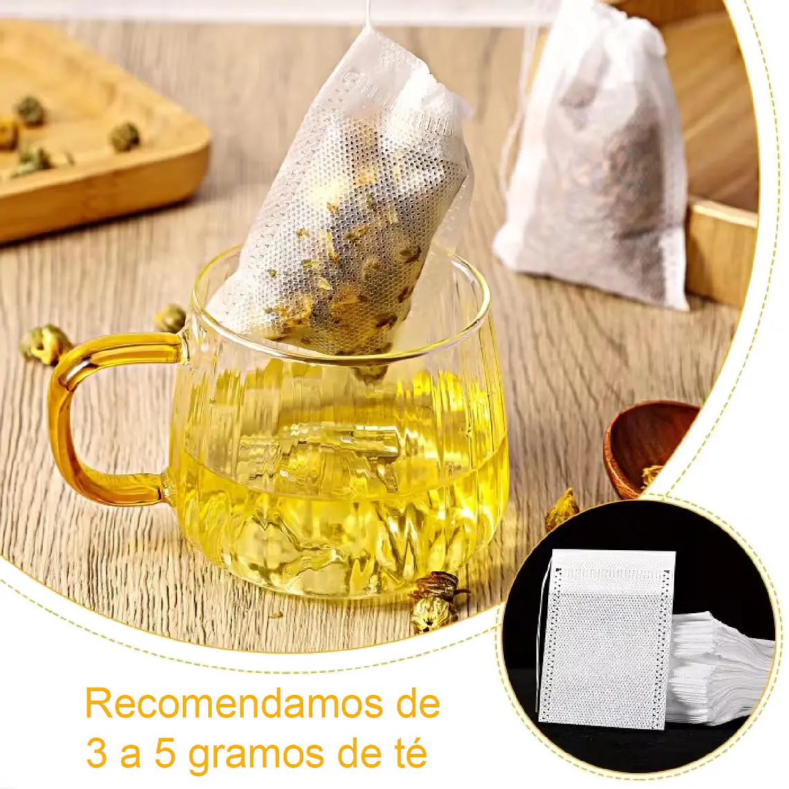 100 Bolsitas Bolsas Té Vacías Infusion Hierba Tela No Tejida 3