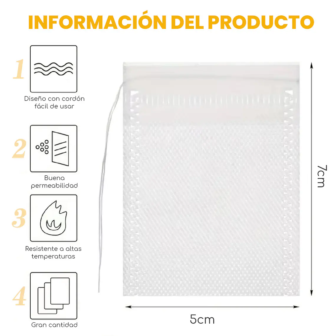 100 Bolsitas Bolsas Té Vacías Infusion Hierba Tela No Tejida 6