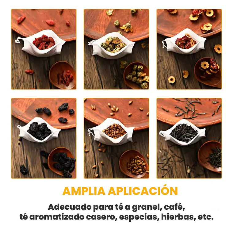 100 Bolsitas Bolsas Té Vacías Infusion Hierba Tela No Tejida 4