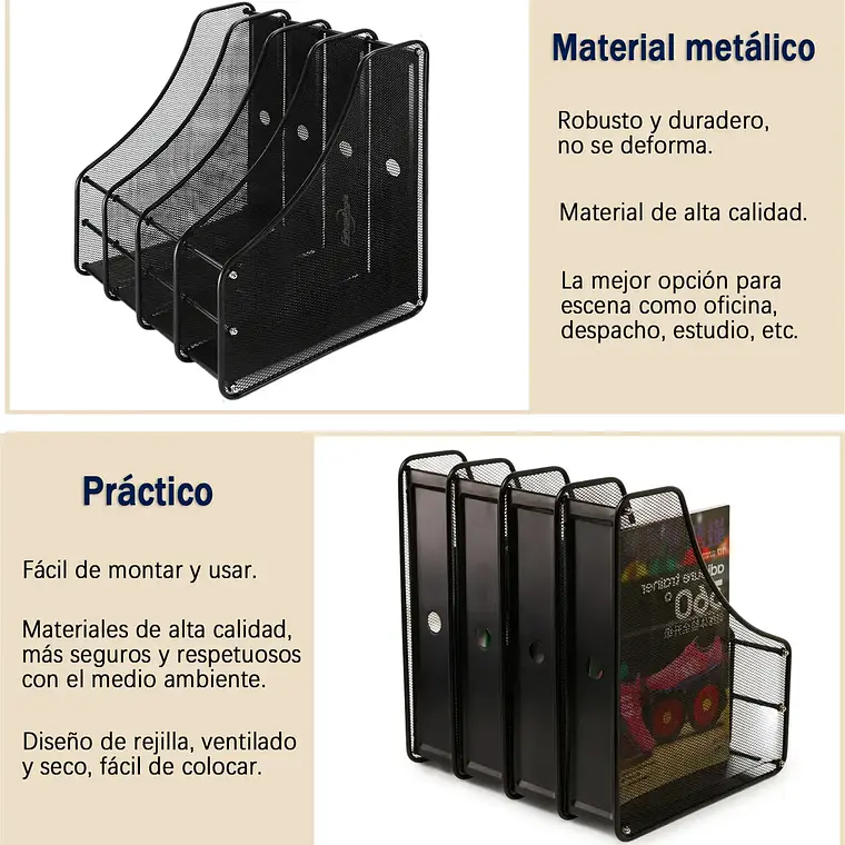 Organizador De Oficina Escritorio Vertical 4 Divisiones 5