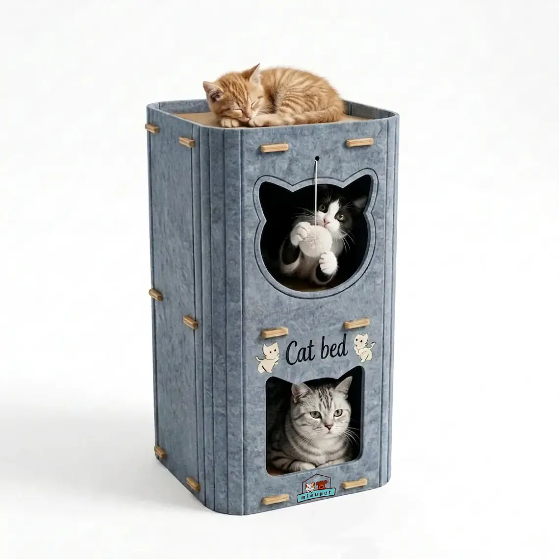 Casa Para Gatos 3 Pisos De Fieltro Cama Cueva Cerrada 1