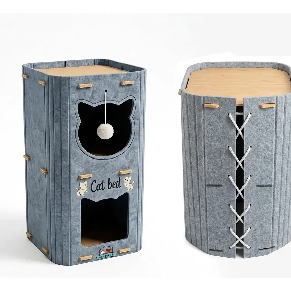Casa Para Gatos 3 Pisos De Fieltro Cama Cueva Cerrada 2