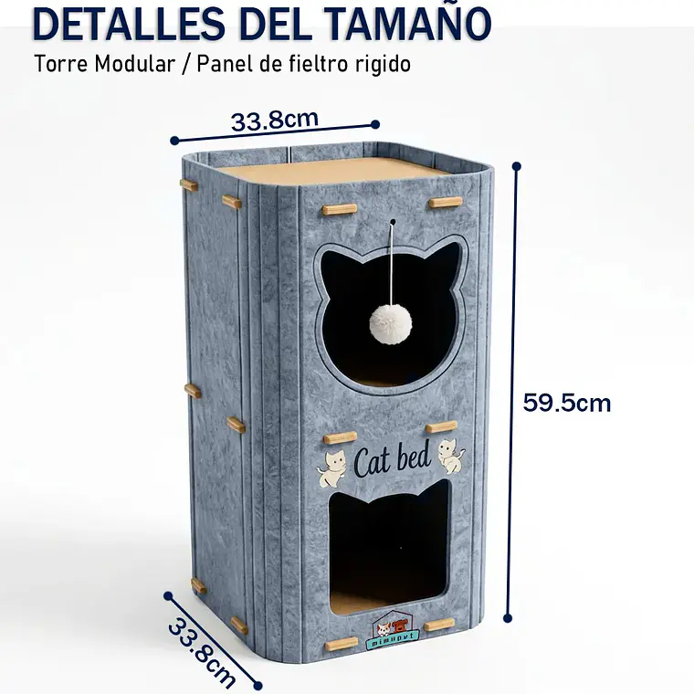 Casa Para Gatos 3 Pisos De Fieltro Cama Cueva Cerrada 5