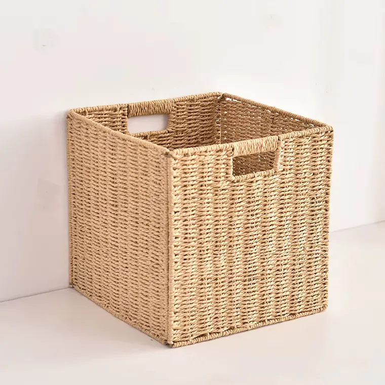 Cesta Canasto Organizador Decorativo De Mimbre Plegable 1