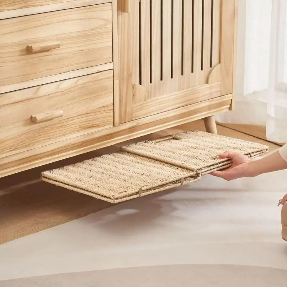 Cesta Canasto Organizador Decorativo De Mimbre Plegable 2
