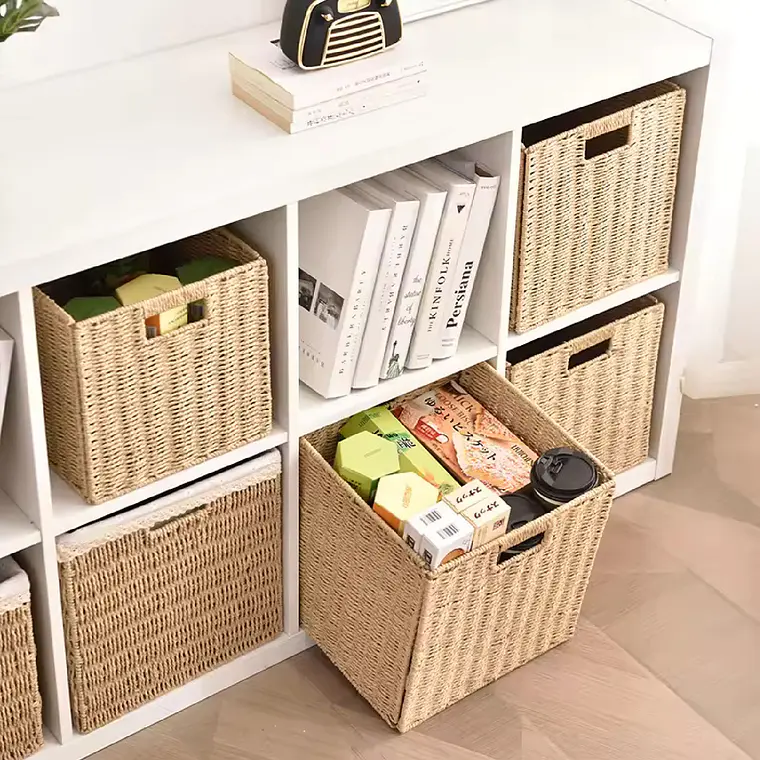 Cesta Canasto Organizador Decorativo De Mimbre Plegable 4