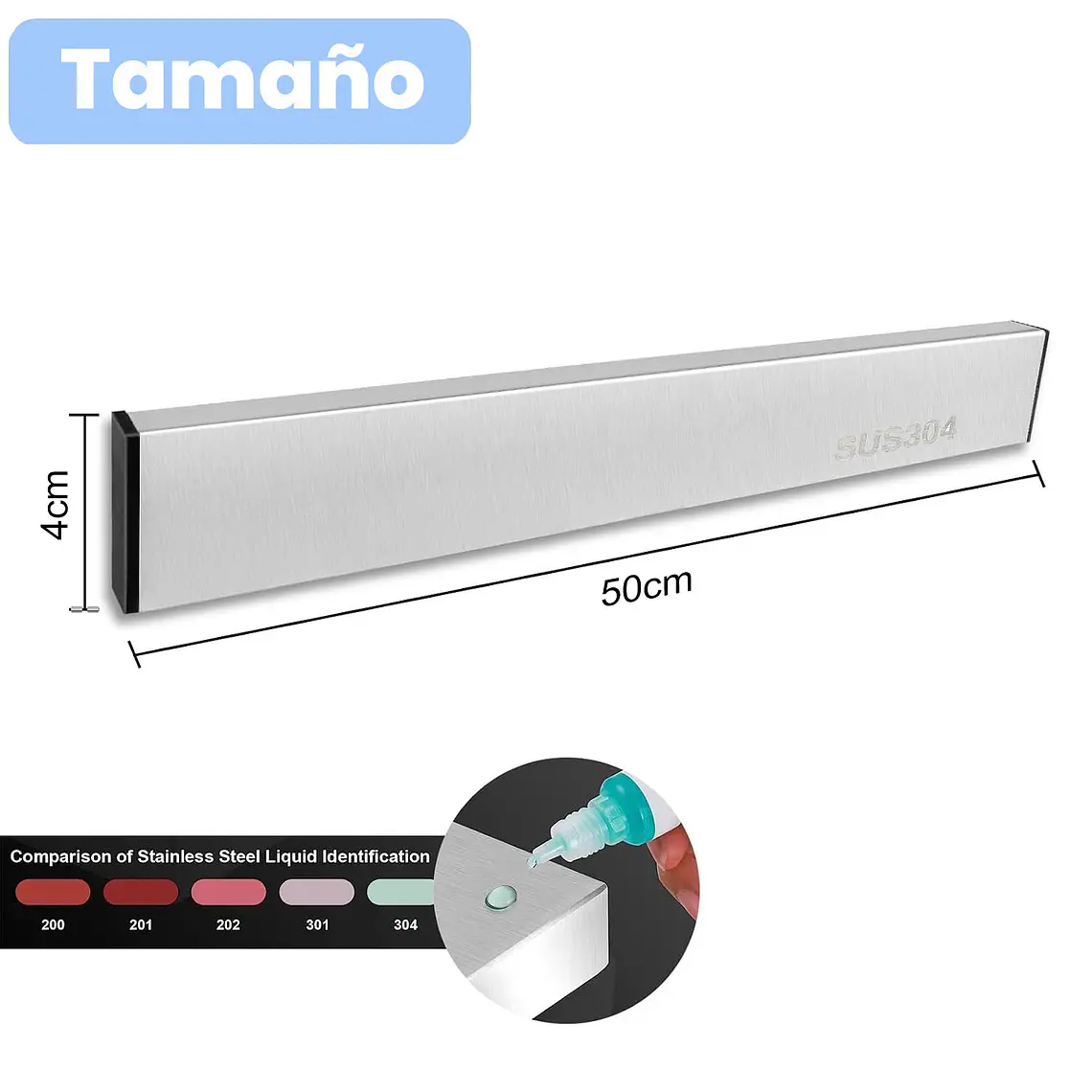Barra Magnética Para Cuchillos Acero Inoxidable 50cm 5
