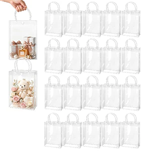 20 Bolsa Regalo Con Asa Transparente Reutilizable Decoración