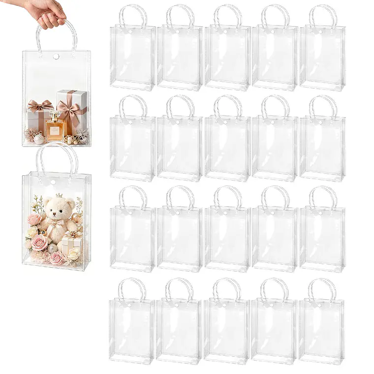 20 Bolsa Regalo Con Asa Transparente Reutilizable Decoración 1