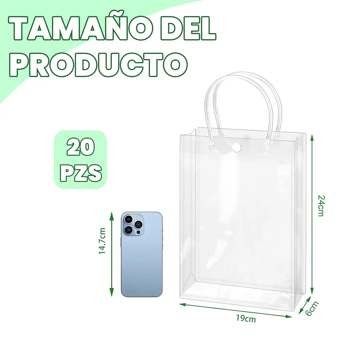 20 Bolsa Regalo Con Asa Transparente Reutilizable Decoración 6
