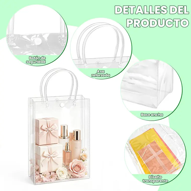 20 Bolsa Regalo Con Asa Transparente Reutilizable Decoración 2