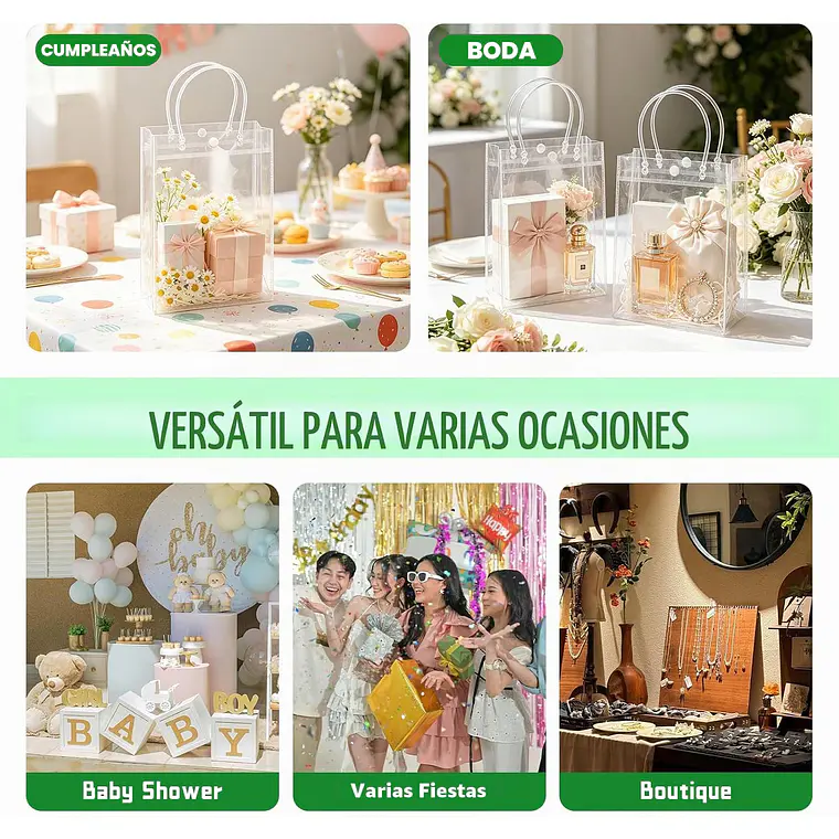20 Bolsa Regalo Con Asa Transparente Reutilizable Decoración 4