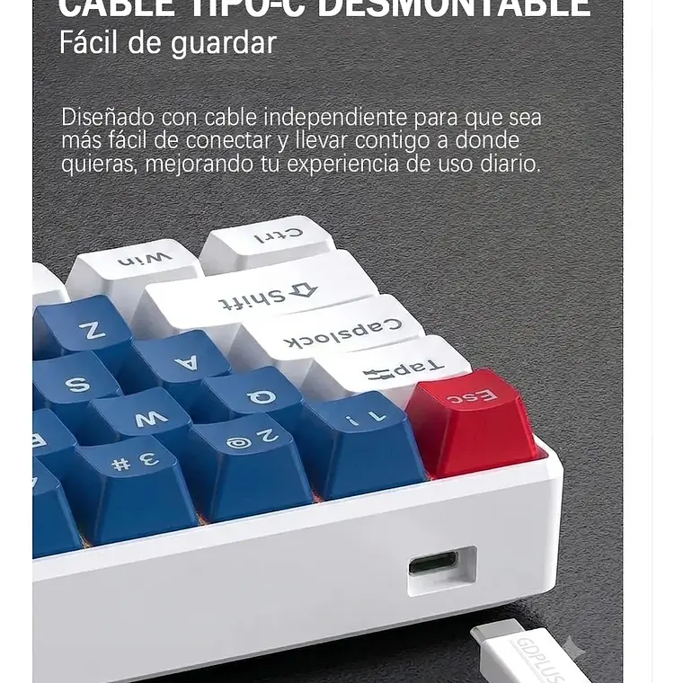 Teclado Mecanico Gamer 60% Rgb Español Hot-swap T60 Usb-c 5