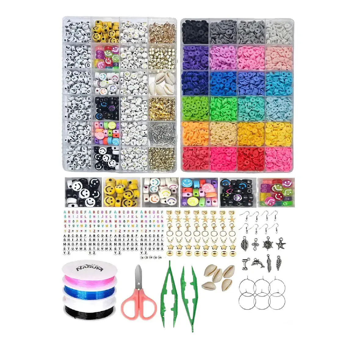 Kit Para Hacer Pulsera Cuentas Mostacillas Letras 24 Colores 1