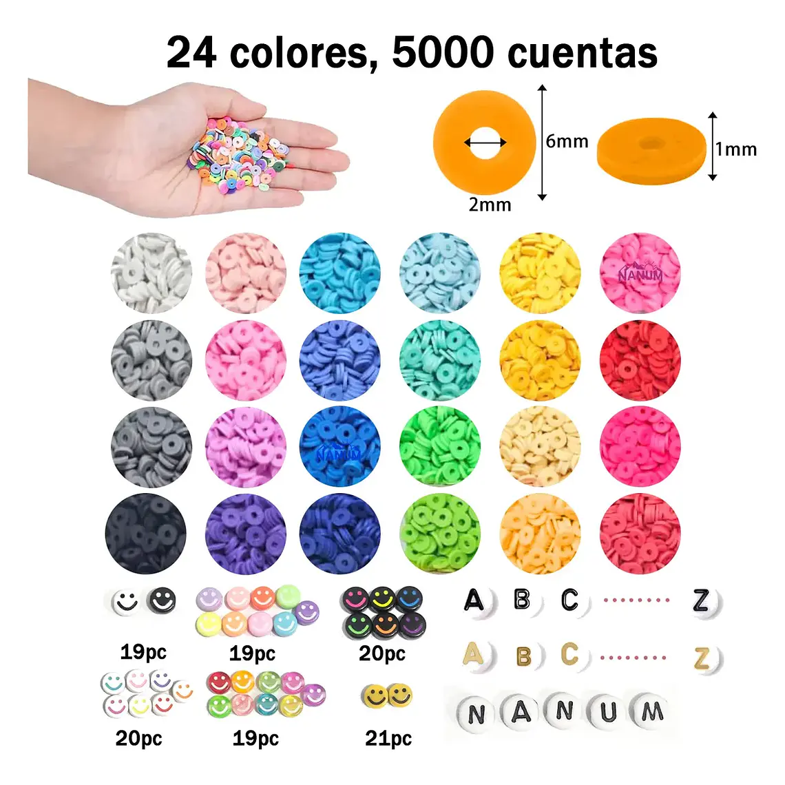 Kit Para Hacer Pulsera Cuentas Mostacillas Letras 24 Colores 3