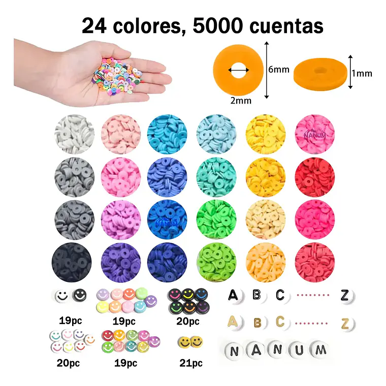 Kit Para Hacer Pulsera Cuentas Mostacillas Letras 24 Colores 3