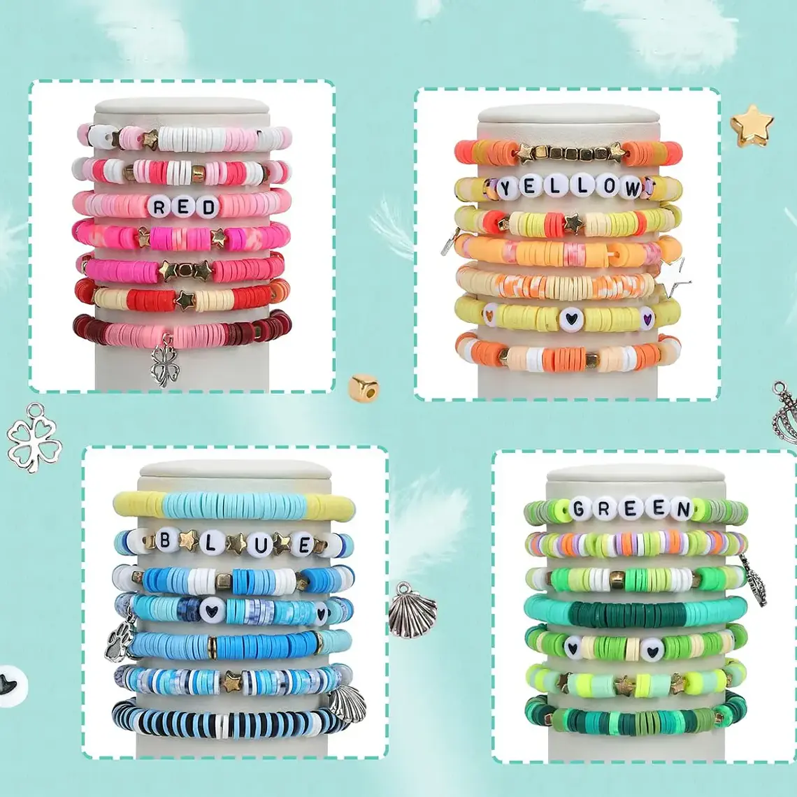 Kit Para Hacer Pulsera Cuentas Mostacillas Letras 24 Colores 6