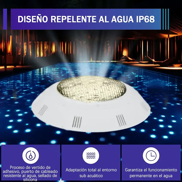 Foco Led Piscina Subacuatico 18w Luz Calida Sobreponer 5